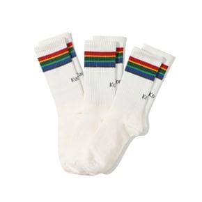 [공식](정상가 : 24,900원) 레인보우 스트라이프 크루 삭스 3PC WHITE