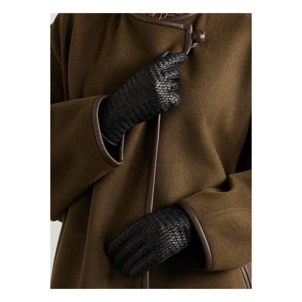아니엘 스타닐라스 우븐 가죽 장갑 블랙 1647597344747947