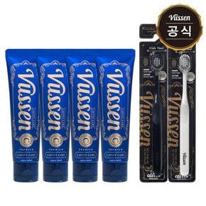 오스템 뷰센 C 충치케어 고불소 치약 120g 4개(아쿠아민트향)+칫솔 2개(보호캡포함) 증정