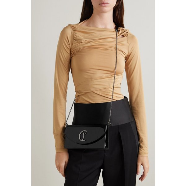 루비54 장식 페이턴트 가죽 숄더 백 블랙 1647597286217141