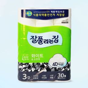 잘풀리는집 3겹 엠보싱 화장지 롤티슈 30롤