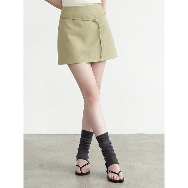 미니멀 벨티드 새틴 팬츠 스커트_T611BT722