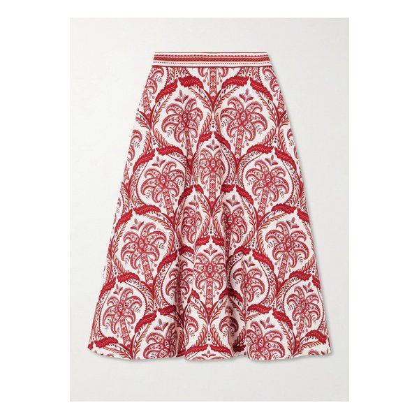 팜리오 프린트 리넨 혼방 미디 스커트 레드 1647597359318915