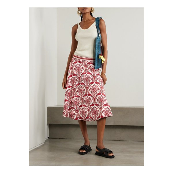 팜리오 프린트 리넨 혼방 미디 스커트 레드 1647597359318915