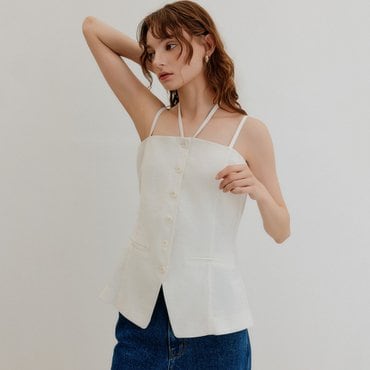 룩캐스트 센느 스트랩 슬리브리스 블라우스 / SENNE STRAP SLEEVELESS BLOUSE_2colors