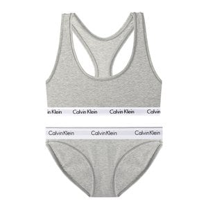 Calvin Klein CK 여성 코튼 스포츠브라 브라렛+팬티 세트 QP1114+F3787 GREY