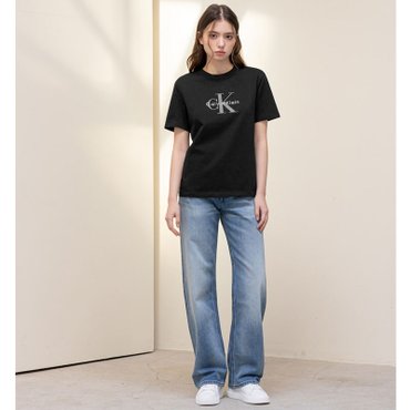 Calvin Klein Jeans 여성 시그니처 90s 스트레이트핏 미드블루 37.5 데님(47B921G)