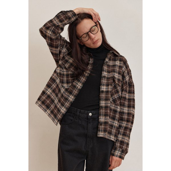 bellaco check shirtket-BROWN