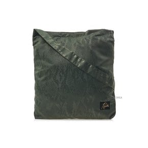 SS25 공용 파이썬 자카드 숄더백 QV058A OLIVE