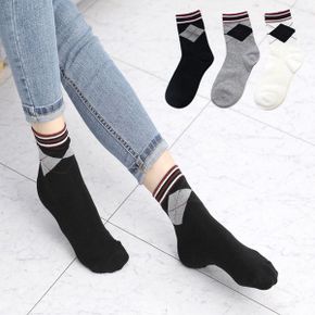 여성 심플 다이아 양말 캐릭터 중목 패션 학생 스니커즈_P386964574
