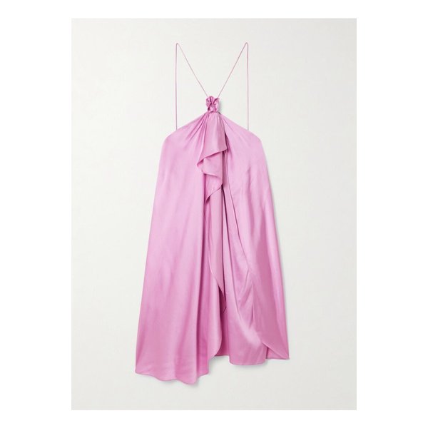 개더 드레이프 스트레치 새틴 미니 드레스 핑크 46376663162861404