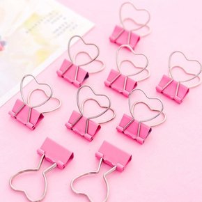핑크 하트 철제 집게 클립 [미니 더블 페이퍼 바인더 문구 다꾸]