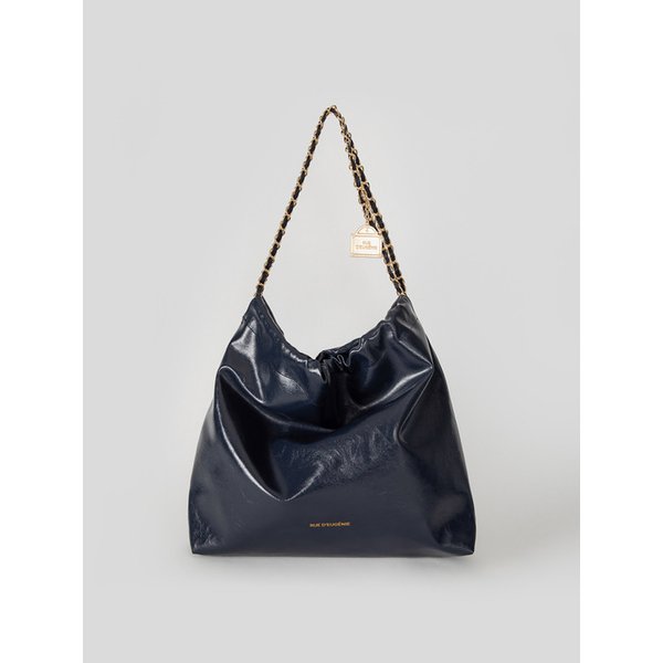 [리퍼브]_[20K 골드체인] Synthetic Leather Small Hobo Bag - Navy