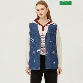 레터링 데님 베스트 점퍼 BAJP92431_P392159953