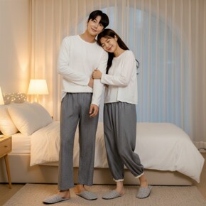 순면 잔잔한 들꽃무늬 커플 잠옷 하의 바지