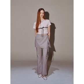 Ribbon Skirt Pants Set Gray