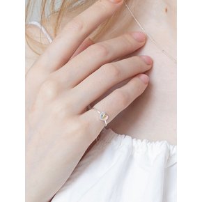 Silver Adorable Heart Cubic Ring