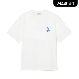 MLB [코리아공식]데님 라이크 모노그램 빅럭스 오버핏 반팔 티셔츠 LA (White)