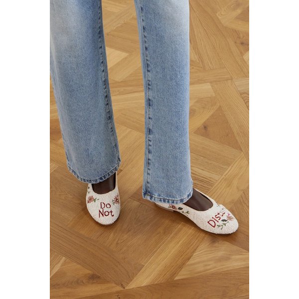 스타우드 알바 비즈 자수 새틴 발레리나 플랫 슈즈 46376663162986289