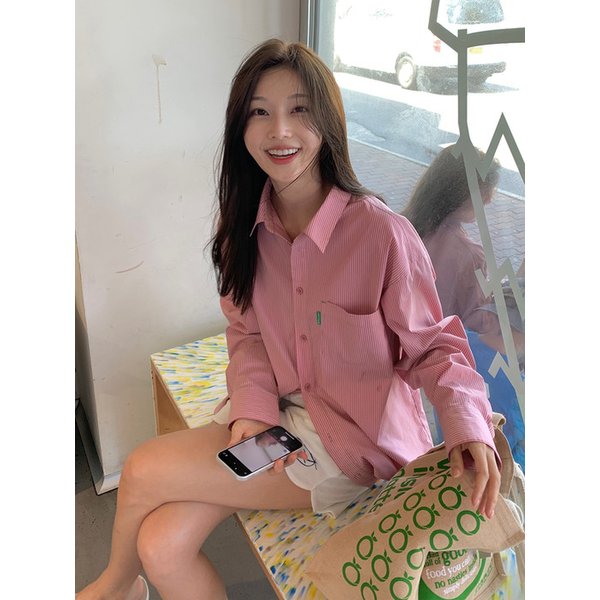 오버핏 스트라이프 셔츠 (4color)