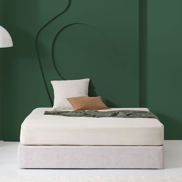 [숨결]꿀잠 무헤드 조야 아쿠아 패브릭 평상형 침대 프레임-SS