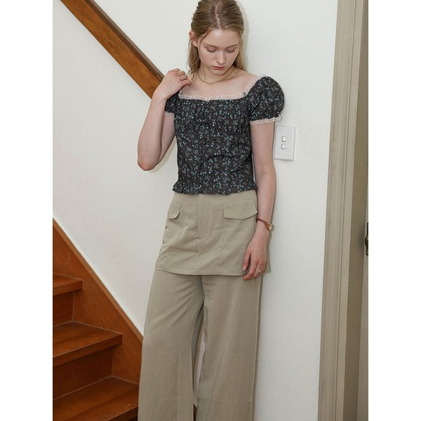 DD_Pocket layer wide leg pants_BEIGE