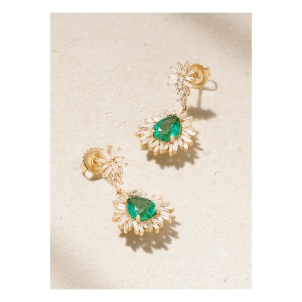 수잔 케일런 18캐럿 골드 에메랄드 다이아몬드 귀걸이 1647597335521848