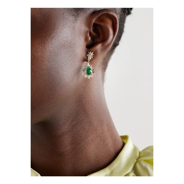 수잔 케일런 18캐럿 골드 에메랄드 다이아몬드 귀걸이 1647597335521848