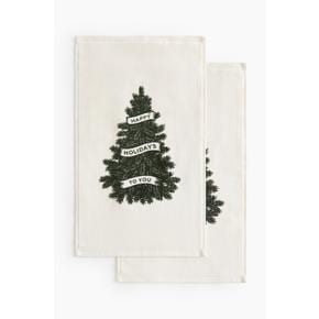 크리스마스 디자인 게스트 타월 2피스 세트 크림/Happy Holidays 1339550002