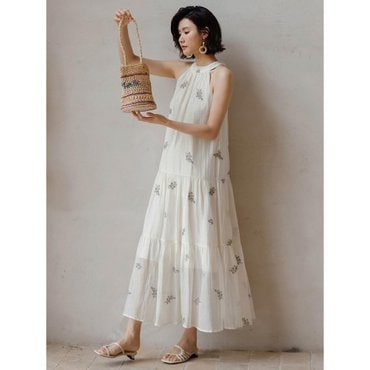 랭썬 LS_Halterneck embroidered dress