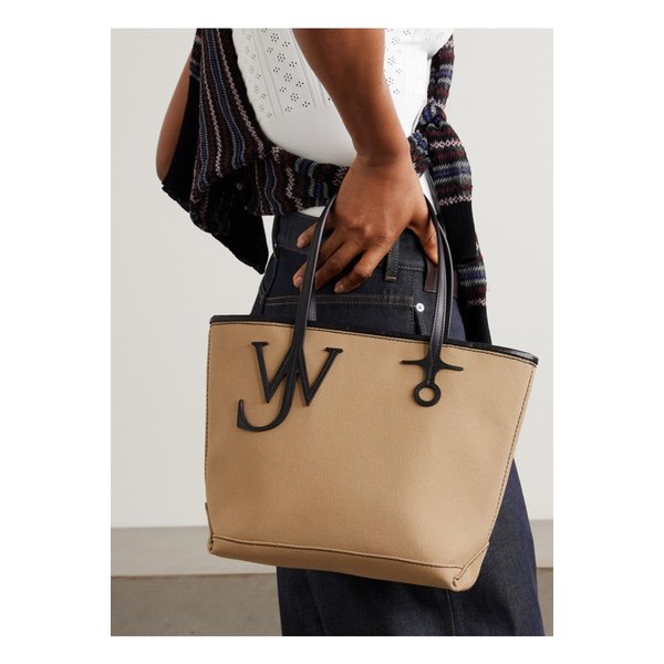 앵커 스몰 가죽 트리밍 캔버스 토트 베이지 46376663162971383