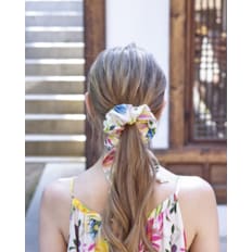 Watercolor flower scrunchie