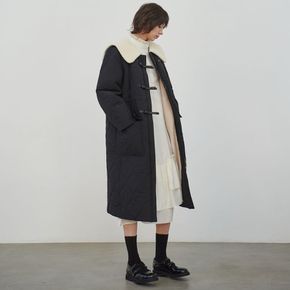 CAPE FUR COLLOR QUILTING COAT_BLACK