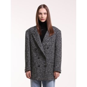 Oversized wool jacket in black tweed