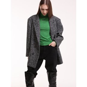 Oversized wool jacket in black tweed