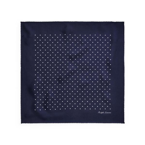 랄프 로렌 Purple Label 폴카 도트 실크 풀라드 포켓 스퀘어(MNPLNKW37U20044410)