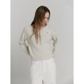 MERINO WOOL V-NECK KNIT [OATMEAL]