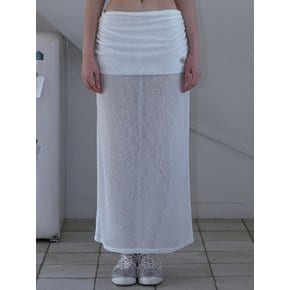 See-through Layered Long Skirt [White]