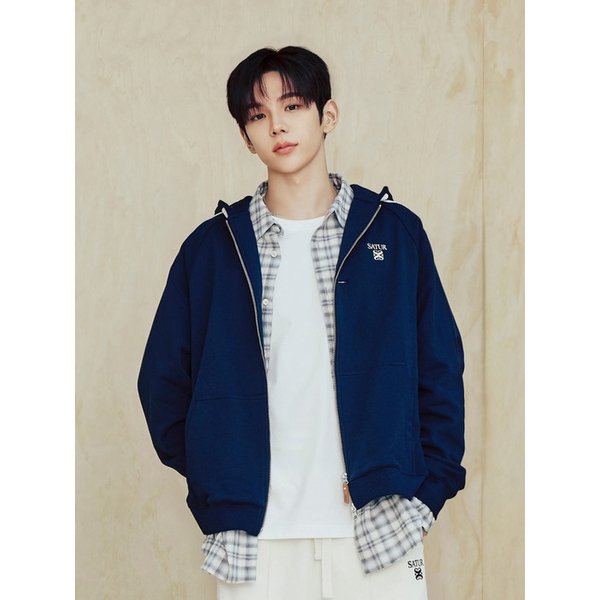 [라이즈PICK]로렌 스몰 로고 후드 집업_네이비
