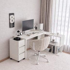 코넬 이지 데스크 공간분리 코너 2단 책상 책장 세트 1200 DDW071C