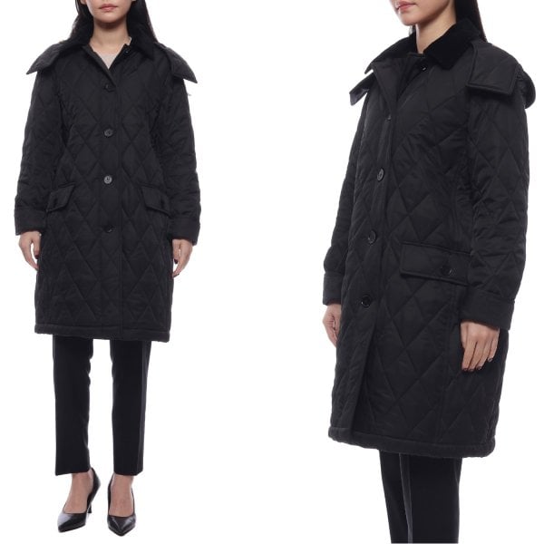 [부산점] 23FW 여성 뉴 데레헴 퀼팅 롱 재킷 (8079082 BLACK 23F)