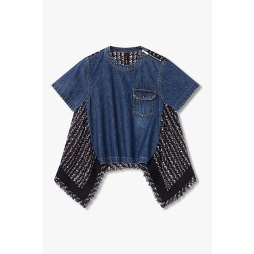 SACAI [사카이] 여성 트위드 데님 믹스 풀오버 6415120513