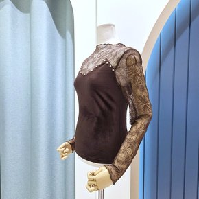 벨로아 시스루레이스 슬림핏 블라우스 SH04BL600