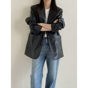 카카오 레더 가죽 자켓_YMSH26SS028