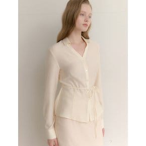 Organza Open-Collar Blouse / Cream(3color)