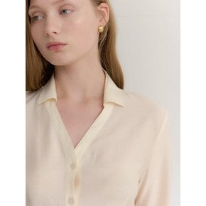 Organza Open-Collar Blouse / Cream(3color)