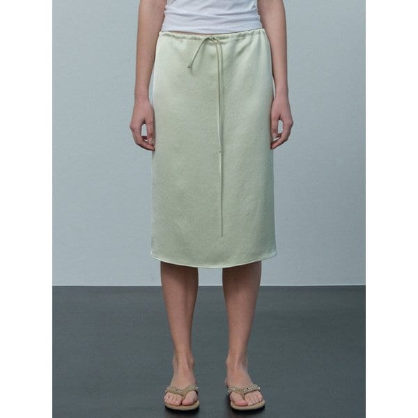 satin midi skirt (pale green)