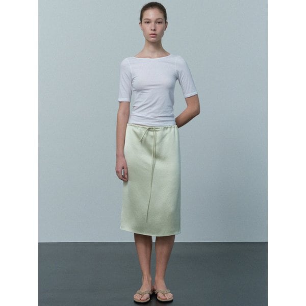 satin midi skirt (pale green)