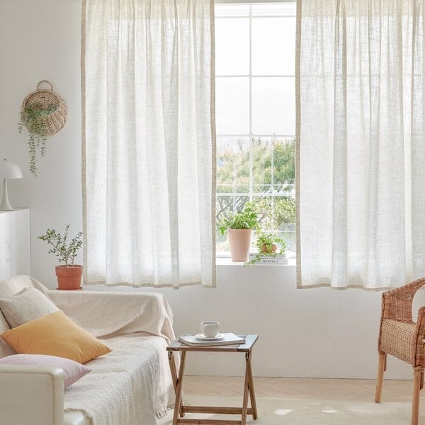 네츄럴 에코 광목 무지 린넨 가리개 커튼 창문형