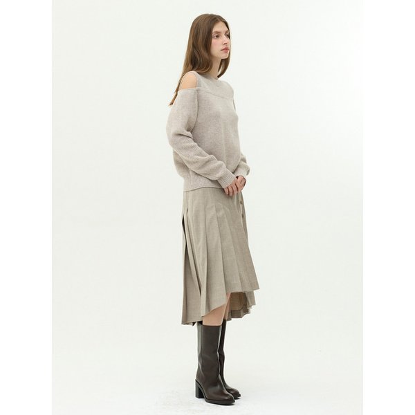 비대칭 버튼 플리츠 스커트 EMPAWSK080